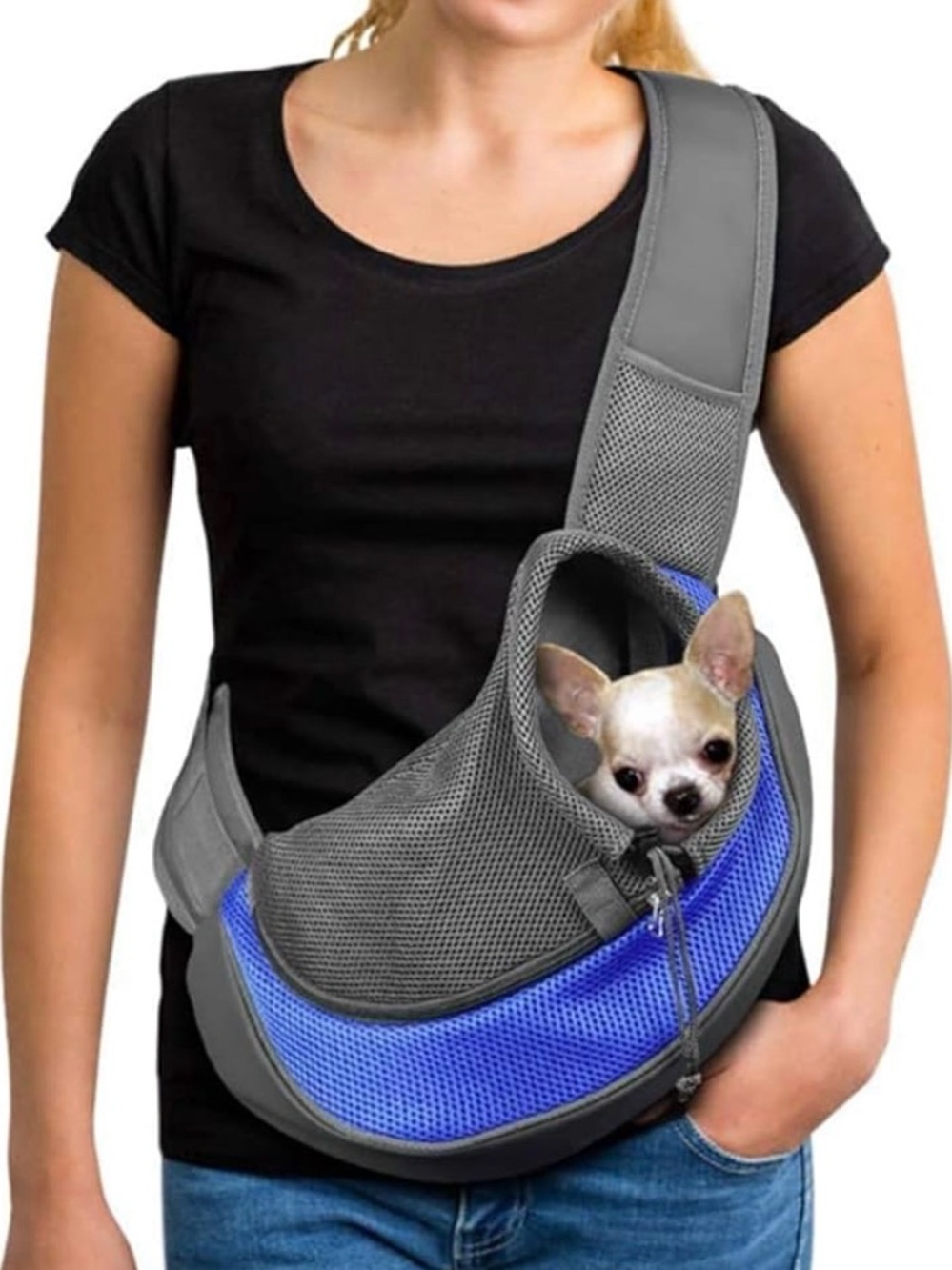 Pink & Gray Pet Sling Carrier - Hands-Free Small Dog & Cat Carrier